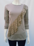 Polera Semi Afranelada Beige Mujer